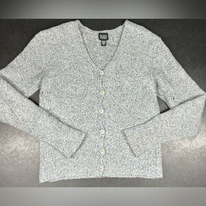 Eileen Fisher Size S Blue Button Up Wool Cashmere Nylon Blend Sweater